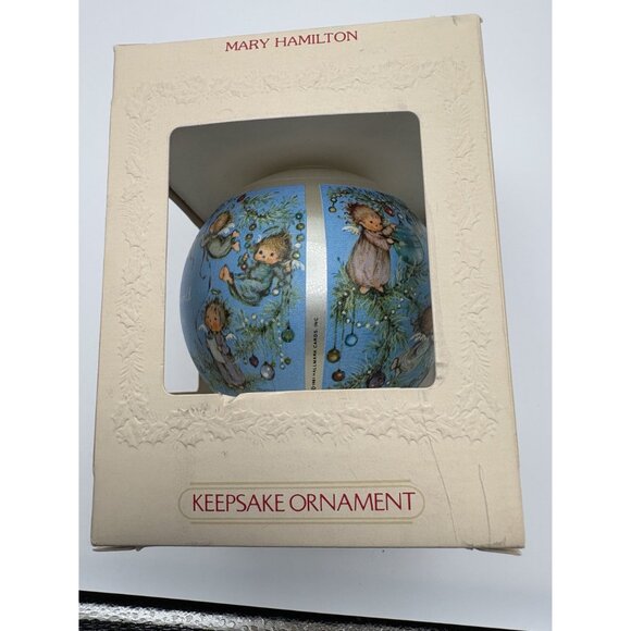Hallmark Mary Hamilton Glass Christmas Ornament Dated 1981 In Original Box Angel - Picture 4 of 5